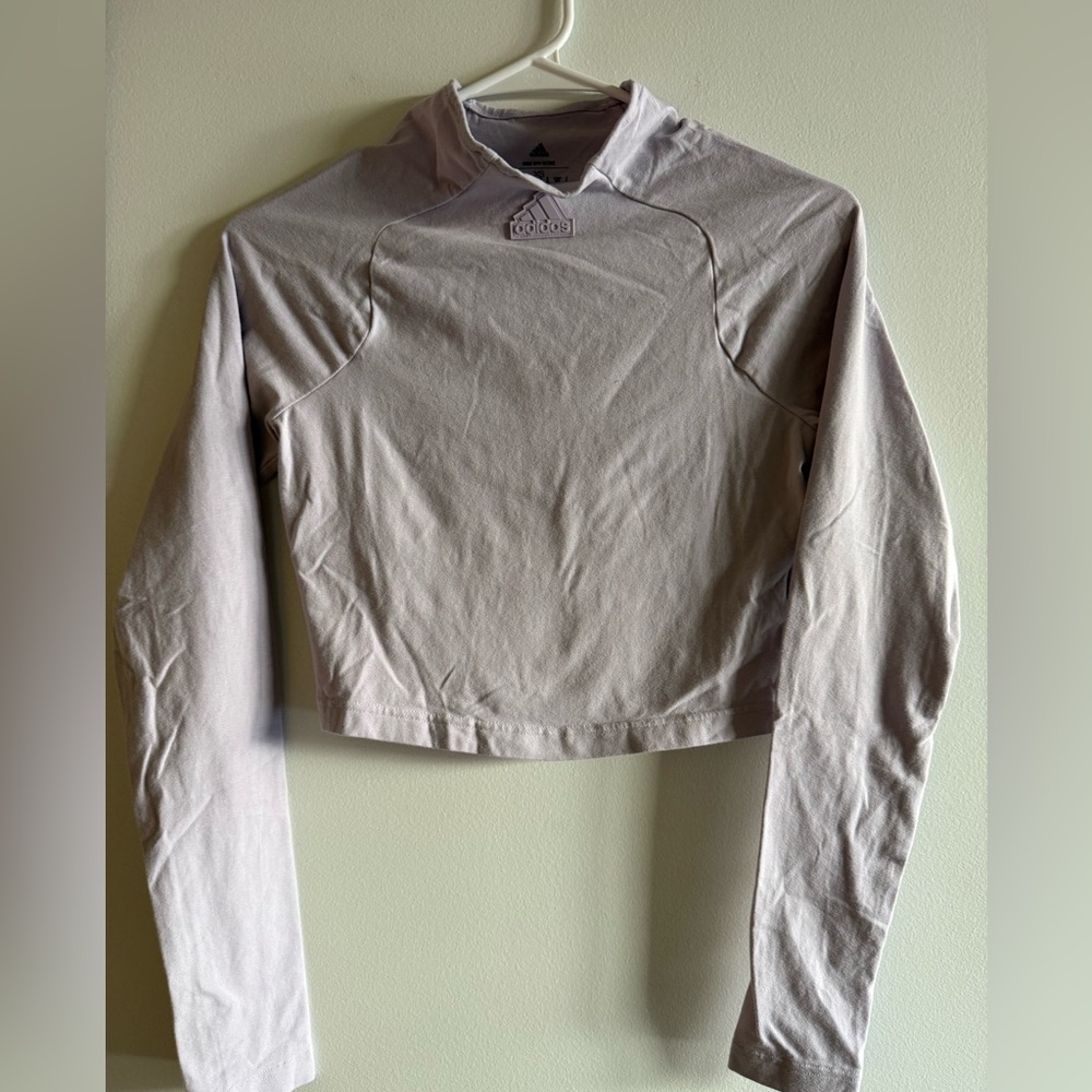 Adidas Women's Light Mauve Long Sleeve cropped tee
